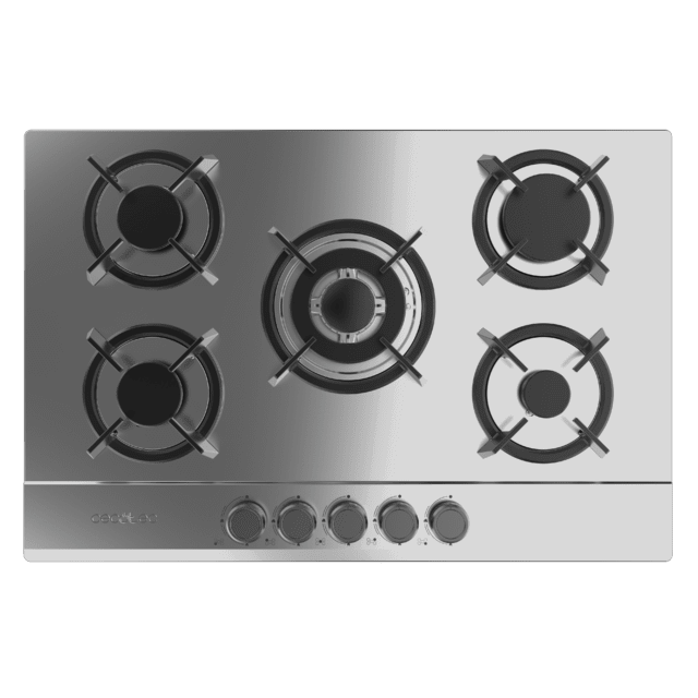 Cecotec Bolero Squad G 5200S Inox Placa de gas 5 fuegos acabado en acero inoxidable parrillas individuales de hierro fundido potencia de 11kW quemador WOK triple corona encendido eléctrico sistema de seguridad de las válvulas Descuento por venta flash