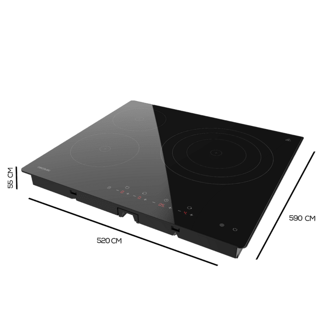 Cecotec Bolero Squad V 3000 Placa vitrocerámica de 3 fuegos óptima para preparar platos para una o más personas sin preocuparse por la disponibilidad de fuegos ni de potencia. Placa vitrocerámica de 59 x 52 x 5.2 cm Tienda