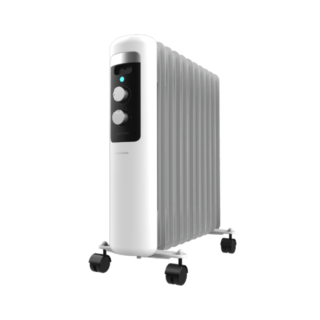 Cecotec ReadyWarm 11050 Space White. Radiador Eléctrico de Aceite con 11 Módulos Bajo Consumo 2500 W 3 Niveles de potencia Sistema de Seguridad Ruedas 25 m2 Radiador Eléctrico de Aceite 