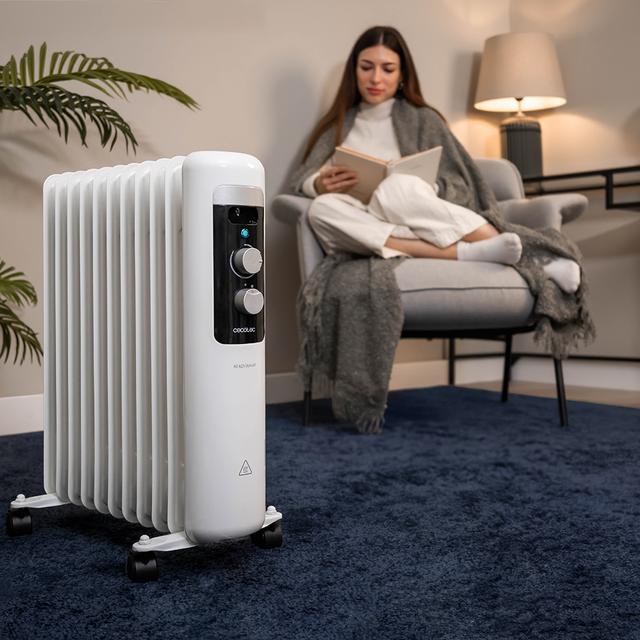 Cecotec ReadyWarm 11050 Space White. Radiador Eléctrico de Aceite con 11 Módulos Bajo Consumo 2500 W 3 Niveles de potencia Sistema de Seguridad Ruedas 25 m2 Radiador Eléctrico de Aceite  COMPRAR AHORA