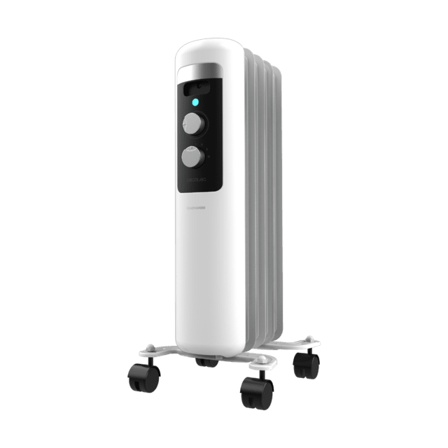 Cecotec ReadyWarm 550 Space White. Radiador Eléctrico de Aceite con 5 Módulos Bajo Consumo 1000 W 3 Niveles de potencia Sistema de Seguridad Ruedas 12 m2 Radiador Eléctrico