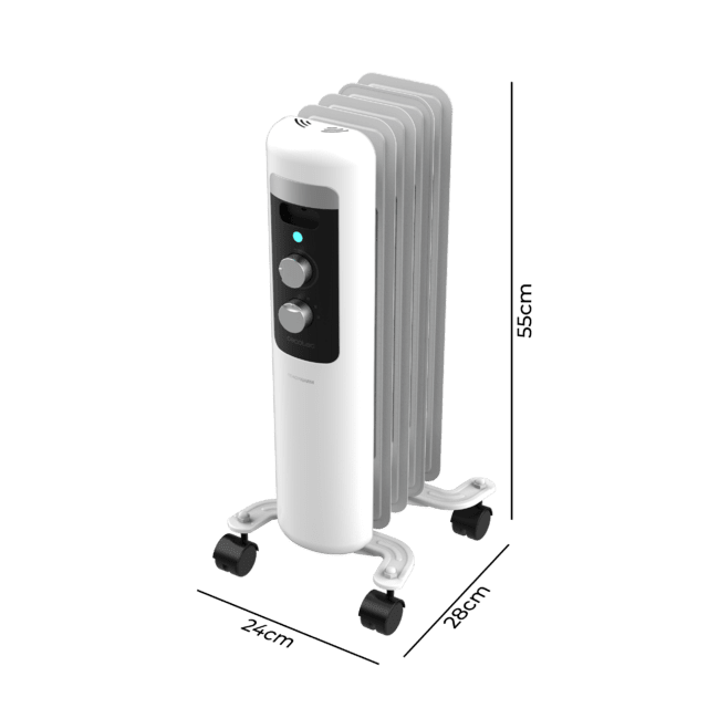Cecotec ReadyWarm 550 Space White. Radiador Eléctrico de Aceite con 5 Módulos Bajo Consumo 1000 W 3 Niveles de potencia Sistema de Seguridad Ruedas 12 m2 Radiador Eléctrico Precio de fábrica