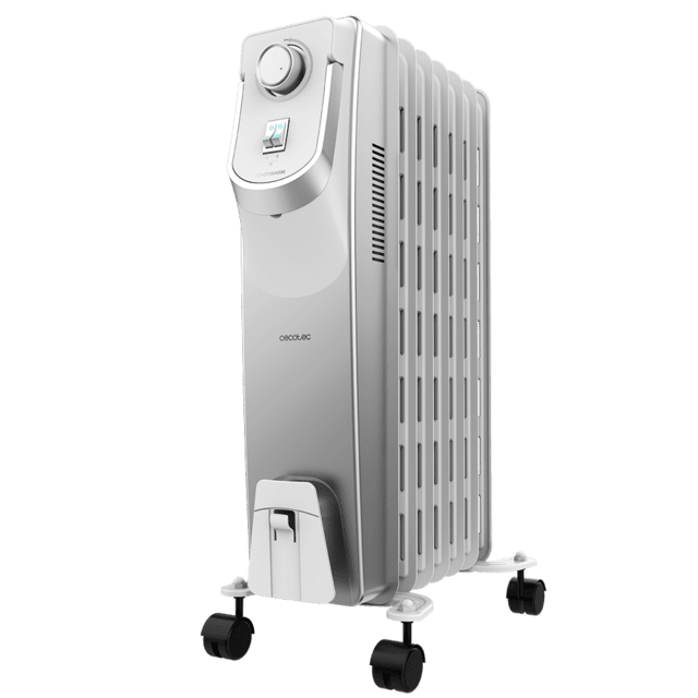 Cecotec ReadyWarm 7000 Space 360 Radiador de aceite de 7 módulos 1500 W y tecnología 360º con 3 niveles de potencia cobertura de 18 m² recogecables control sencillo asa ruedas y doble sistema de seguridad. Radiador de aceite Oferta especial de fábrica
