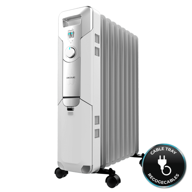 Cecotec ReadyWarm 9000 Space Radiador de aceite de 9 módulos y 2000W con 3 niveles de potencia cobertura de 20 m² recogecables control sencillo asa ruedas y doble sistema de seguridad. Radiador de aceite Grandes descuentos