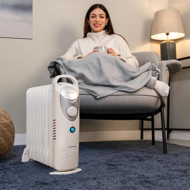 Cecotec ReadyWarm 900 Space White Radiador Eléctrico de Aceite con 9 Módulos Bajo Consumo 1000 W Sistema de Seguridad 15 m2 Radiador Eléctrico de Aceite  Liquidación