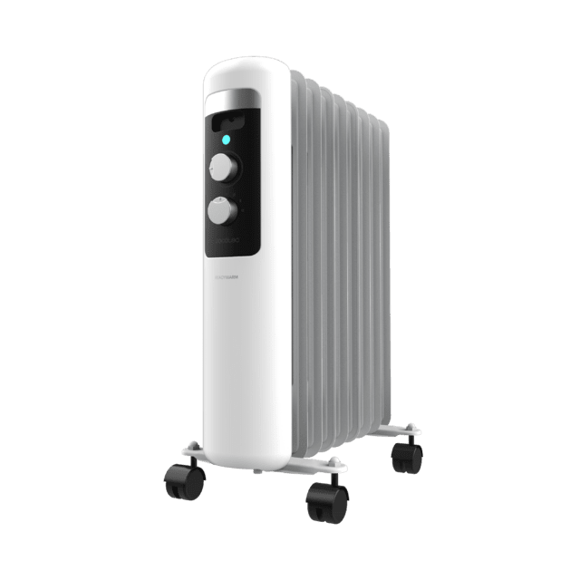 Cecotec ReadyWarm 950 Space White. Radiador Eléctrico de Aceite con 9 Módulos Bajo Consumo 2000 W 3 Niveles de potencia Sistema de Seguridad Ruedas 20 m2 Radiador Eléctrico de Aceite