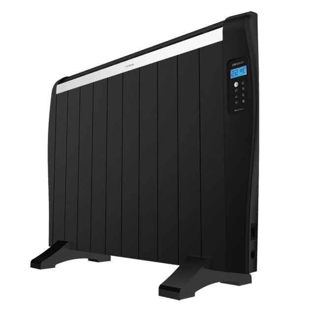 Cecotec ReadyWarm 2000 Thermal Black Emisor térmico con 10 elementos y 1500 W pantalla LCD mando a distancia temporizador programable selección de temperatura cobertura de 20 m² y máxima seguridad. ReadyWarm 2000 Thermal Bla