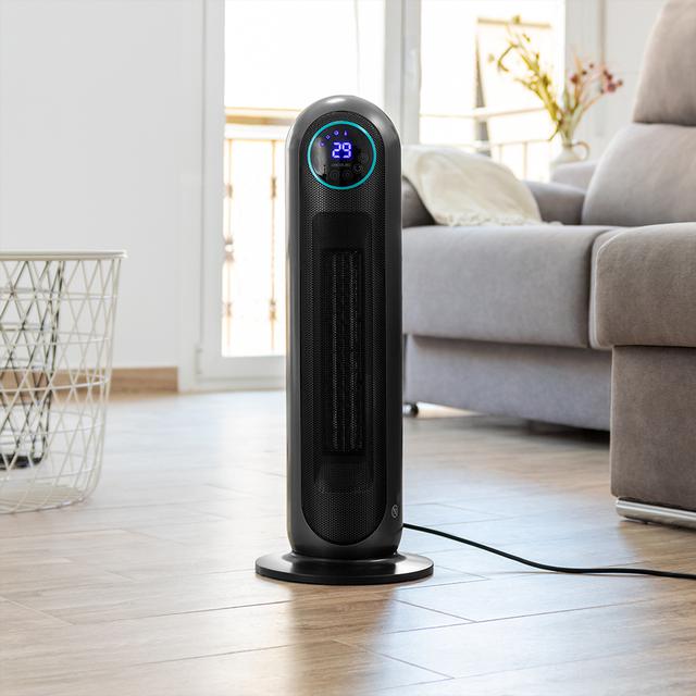 Cecotec ReadyWarm 10150 Smart Ceramic Pro Calefactor cerámico de 2200 W con mando a distancia pantalla LED selección de temperatura temporizador oscilación 3 modos y triple sistema de seguridad. Calefactor cerámico Promoción por tiempo limitado