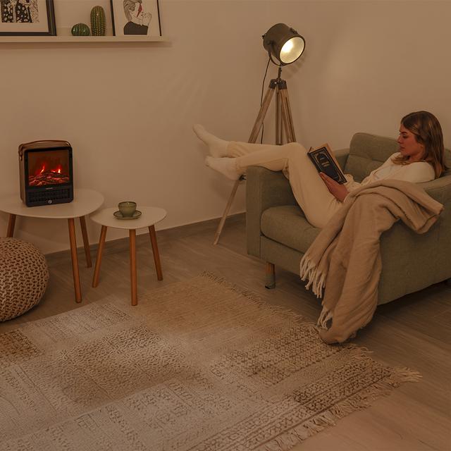 Cecotec ReadyWarm 1500 Ceramic Flames Calefactor cerámico de sobremesa con 1500 W Luz con efecto llamas termostato regulable y 2 modos de funcionamiento. Calefactor cerámico Solo hoy