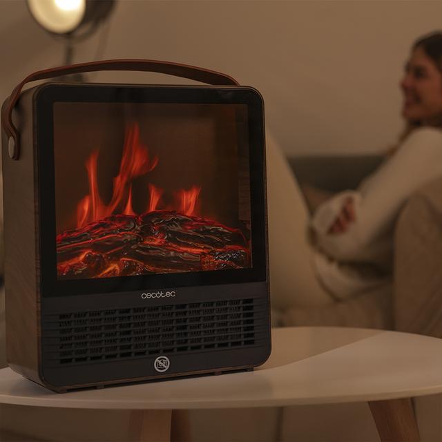 Cecotec ReadyWarm 1500 Ceramic Flames Calefactor cerámico de sobremesa con 1500 W Luz con efecto llamas termostato regulable y 2 modos de funcionamiento. Calefactor cerámico Solo hoy