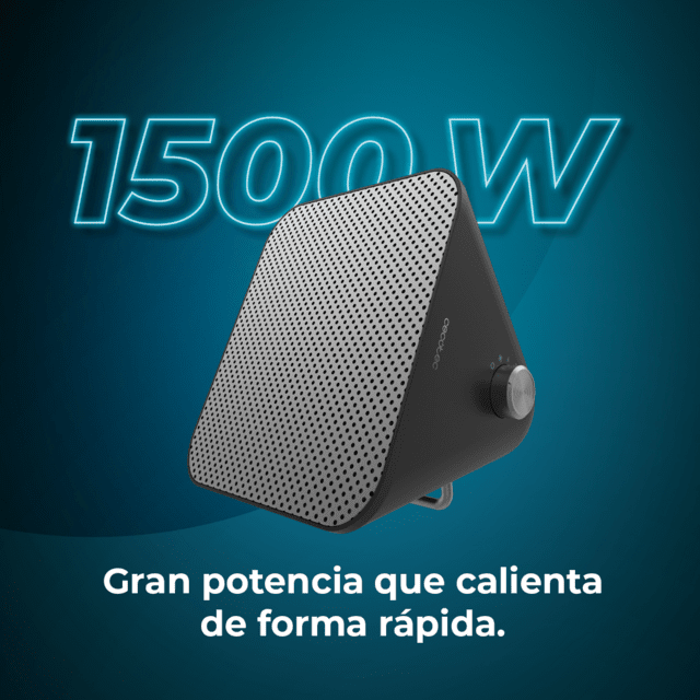 Cecotec ReadyWarm 1500 Max Ceramic Design Black Calefactor cerámico de sobremesa con 1500 W termostato regulable y 3 modos de funcionamiento. Calefactor cerámico de sobremesa Solo queda un día