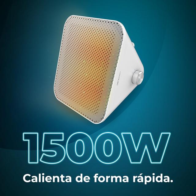 Cecotec ReadyWarm 1500 Max Ceramic Design White Calefactor cerámico de sobremesa con 1500 W termostato regulable y 3 modos de funcionamiento. Calefactor cerámico de sobremesa Superdescuento