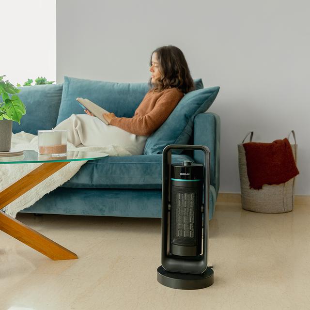 Cecotec Calefactor cerámico ReadyWarm 2000 Max Ceramic Rotate Design Calefactor cerámico de pie con 2000 W oscilación 3 modos de funcionamiento y termostato regulable. Calefactor cerámico de pie 2000 W Descuento por venta flash