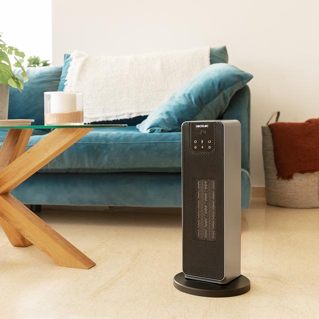 Cecotec Calefactor cerámico ReadyWarm 2000 Max Ceramic Rotate Smart Calefactor cerámico de pie con 2000 W pantalla digital control táctil y control remoto oscilación 3 modos de funcionamiento y termostato regulable. Calefact Ofertas de temporada