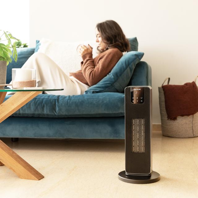 Cecotec Calefactor cerámico ReadyWarm 2000 Max Ceramic Rotate Smart Calefactor cerámico de pie con 2000 W pantalla digital control táctil y control remoto oscilación 3 modos de funcionamiento y termostato regulable. Calefact Ofertas de temporada