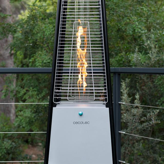 Cecotec ReadyWarm 8900 Outdoor Microclimate Calefactor exterior a gas butano o propano con forma de pirámide. Ruedas para su desplazamiento y termostato regulable. Diseño de acero de gran durabilidad. Calefactor exterior Ventas relámpago