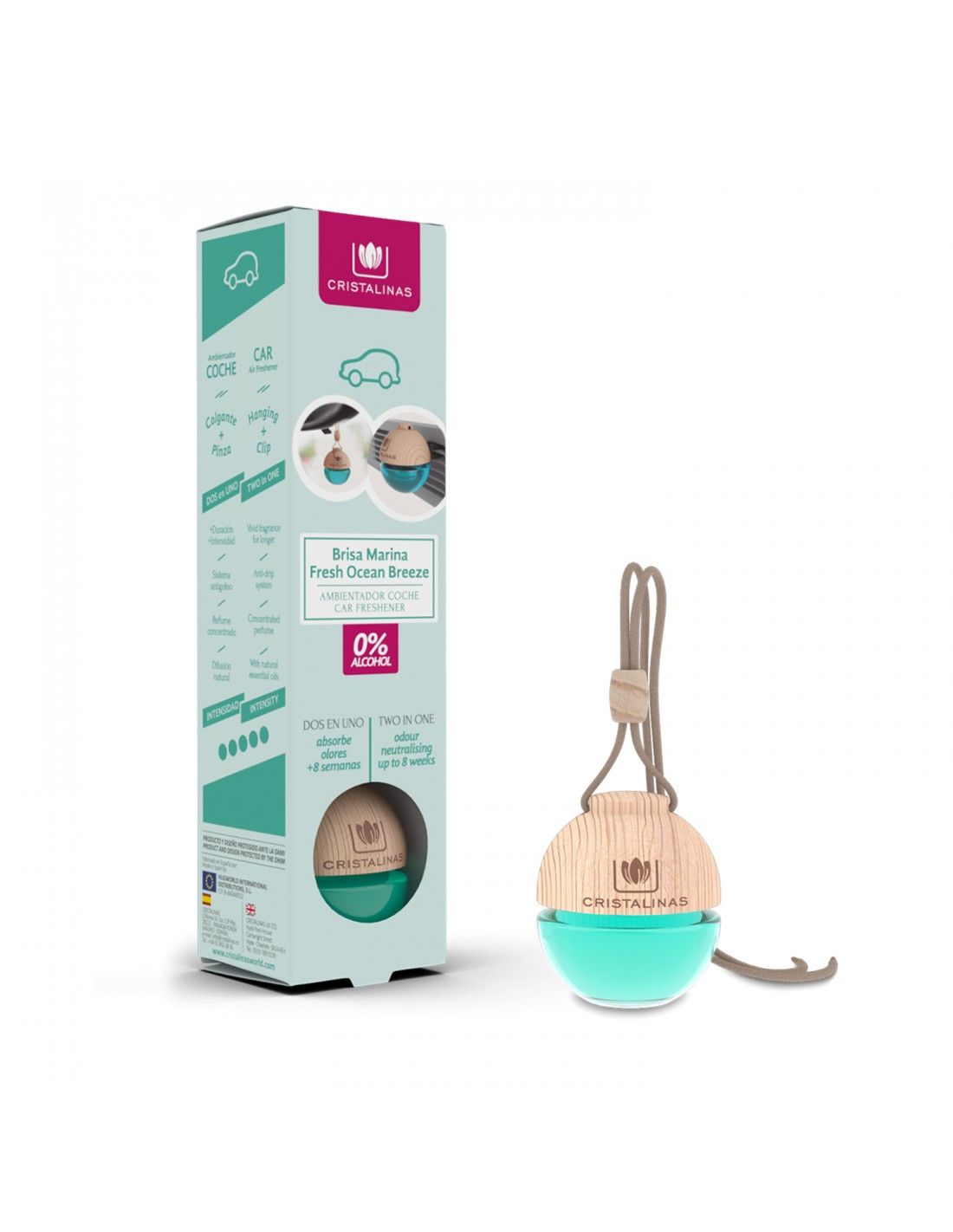 Cristalinas Pack Ambientador Coche + Spray 100ml Brisa Marina Oferta exclusiva