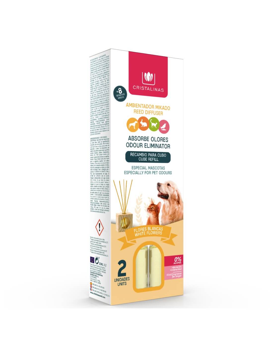 Cristalinas Recambio Mikado Absorbe Olores Mascotas 2x30ml