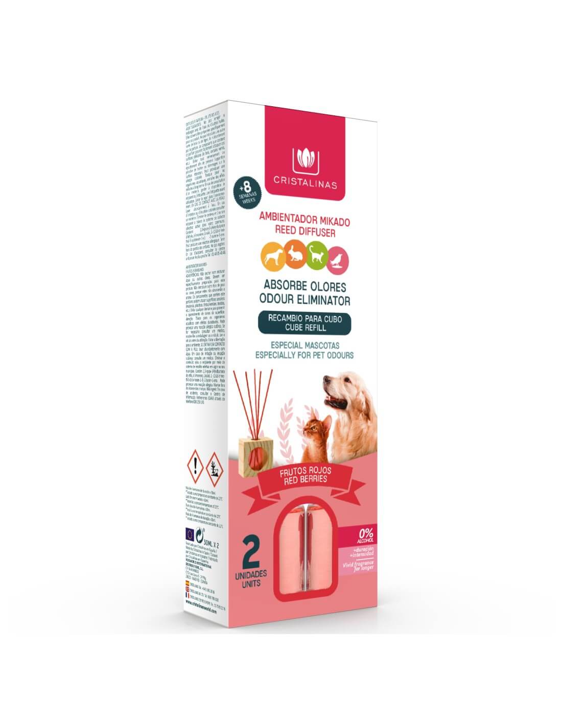 Cristalinas Recambio Mikado Absorbe Olores Mascotas 2x30ml