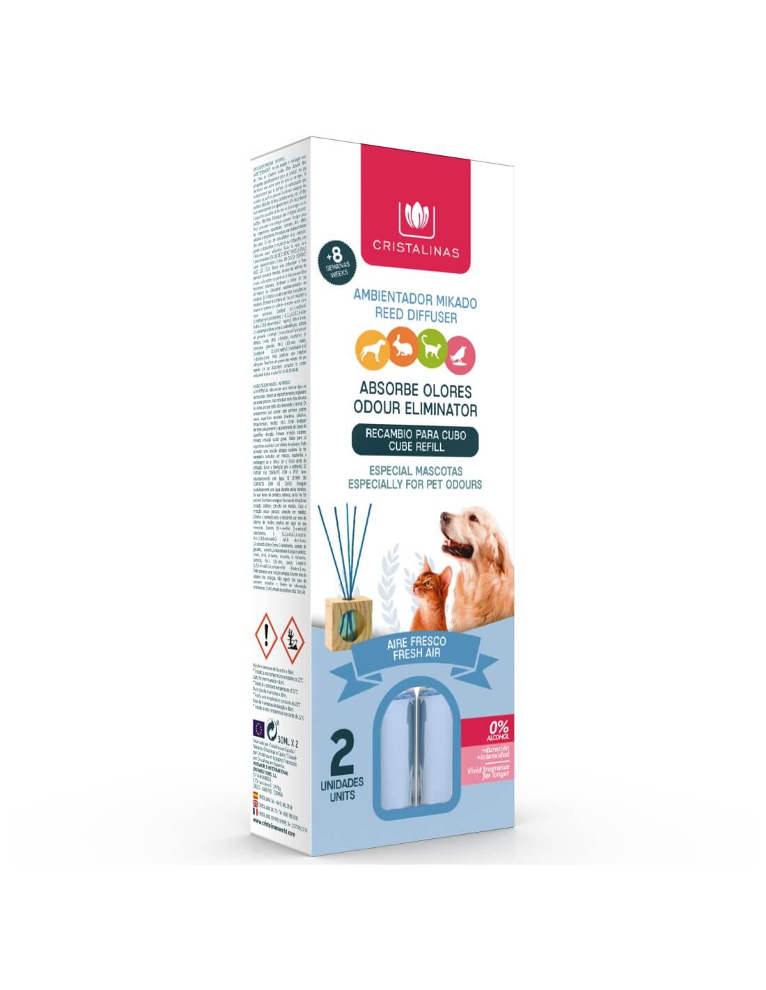 Cristalinas Recambio Mikado Absorbe Olores Mascotas 2x30ml