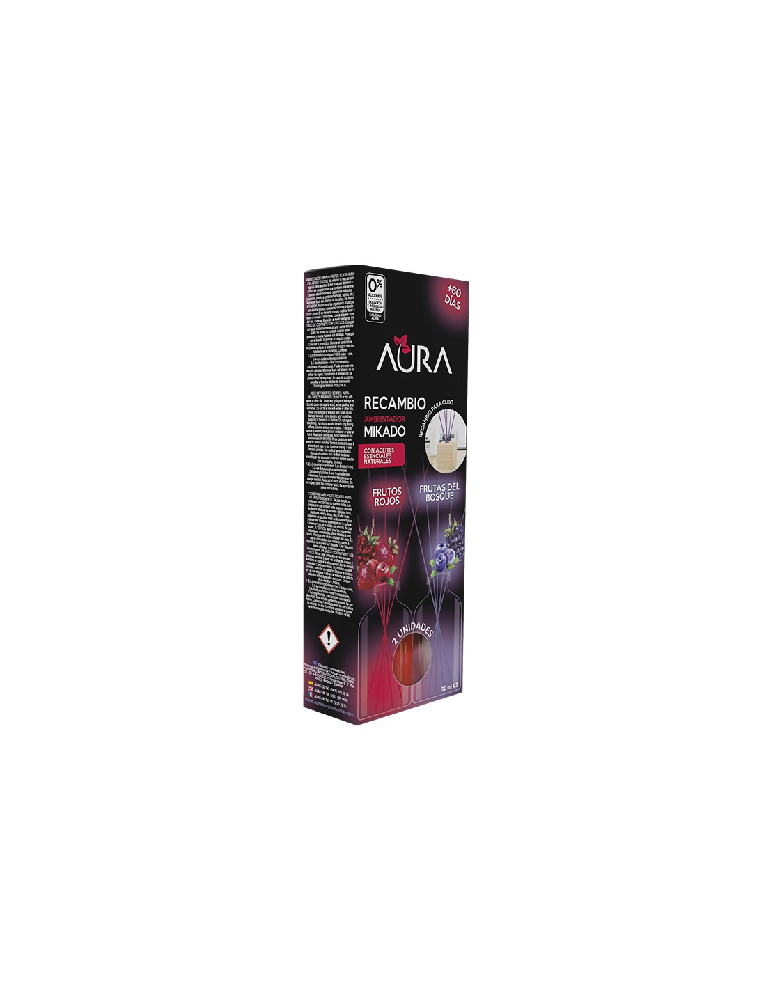 Cristalinas Recambio Mikado Cubo de Madera 2x30ml Aura