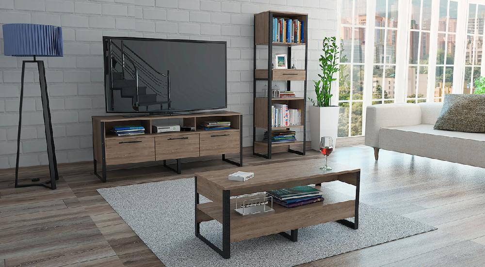 Deco home Combo Mágnum Biblioteca+Rack de TV+Mesa de centro Tienda