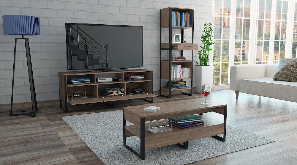 Deco home Combo Mágnum Biblioteca+Rack de TV+Mesa de centro Tienda