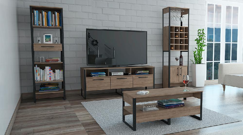 Deco home Combo Magnum Bar+Biblioteca+Rack TV+Mesa de centro Rebajas online