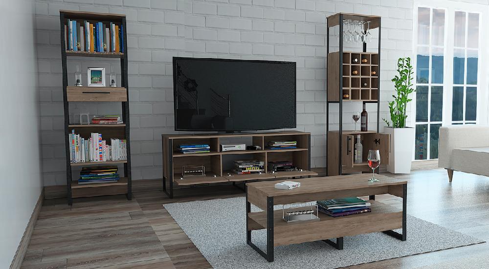 Deco home Combo Magnum Bar+Biblioteca+Rack TV+Mesa de centro Rebajas online