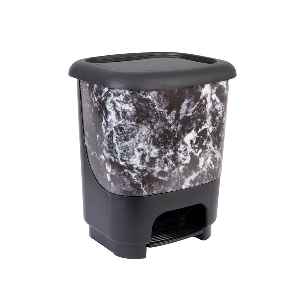 Great plastic Cubo de Pedal Class Negro con Cubo Interior IML Marmol 10L