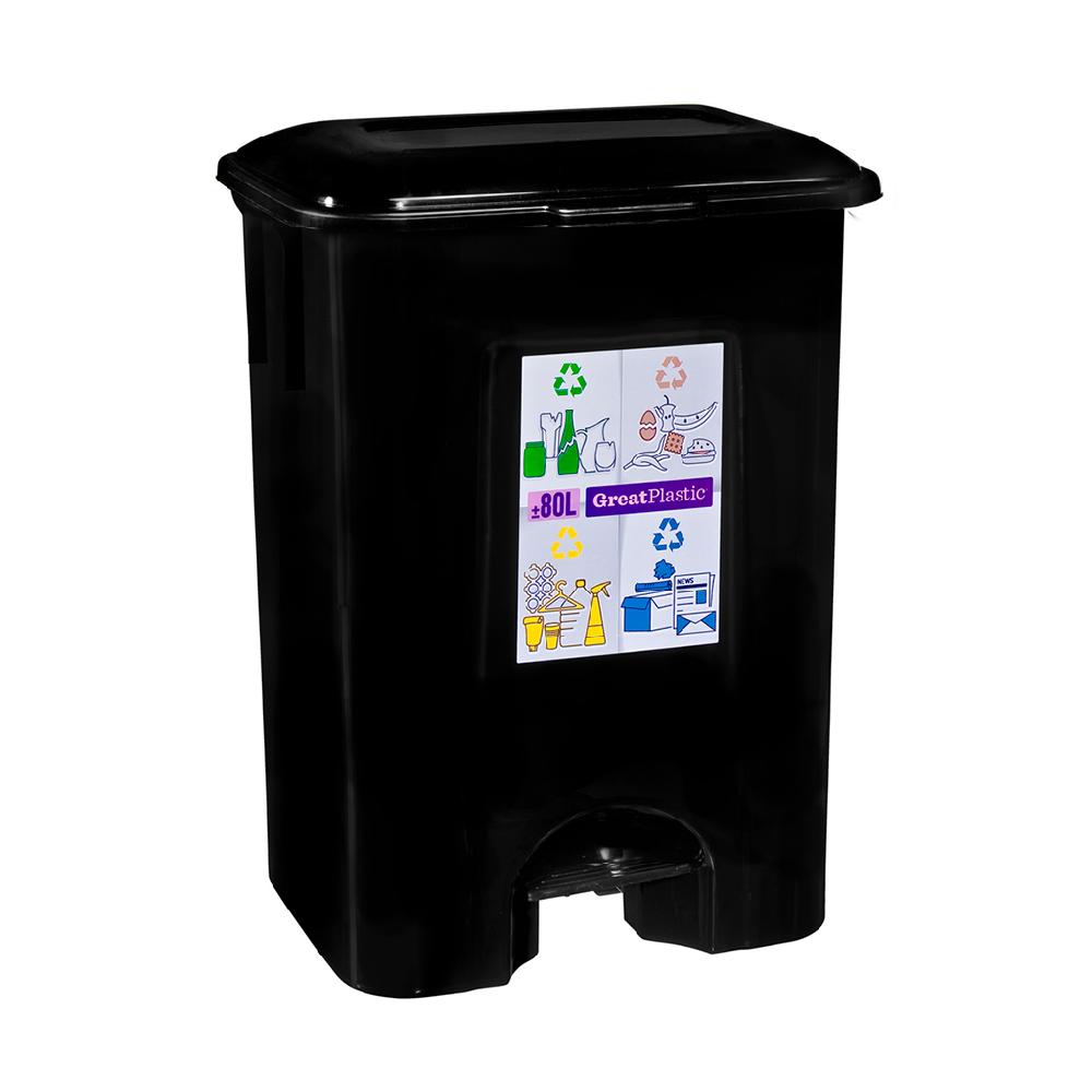 Great plastic Cubo Basura Pedal Negro 80L