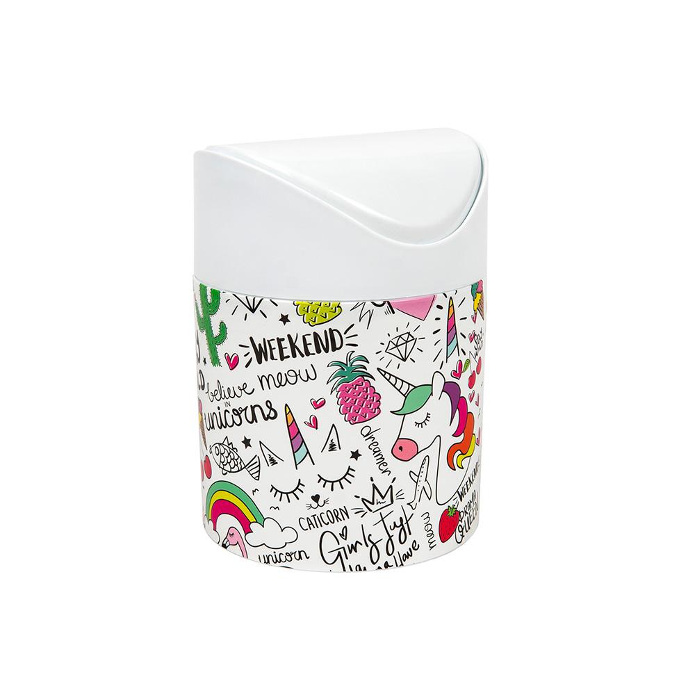 Great plastic Papelera Sobremesa Tapa Balancín IML Unicornio 1.5L