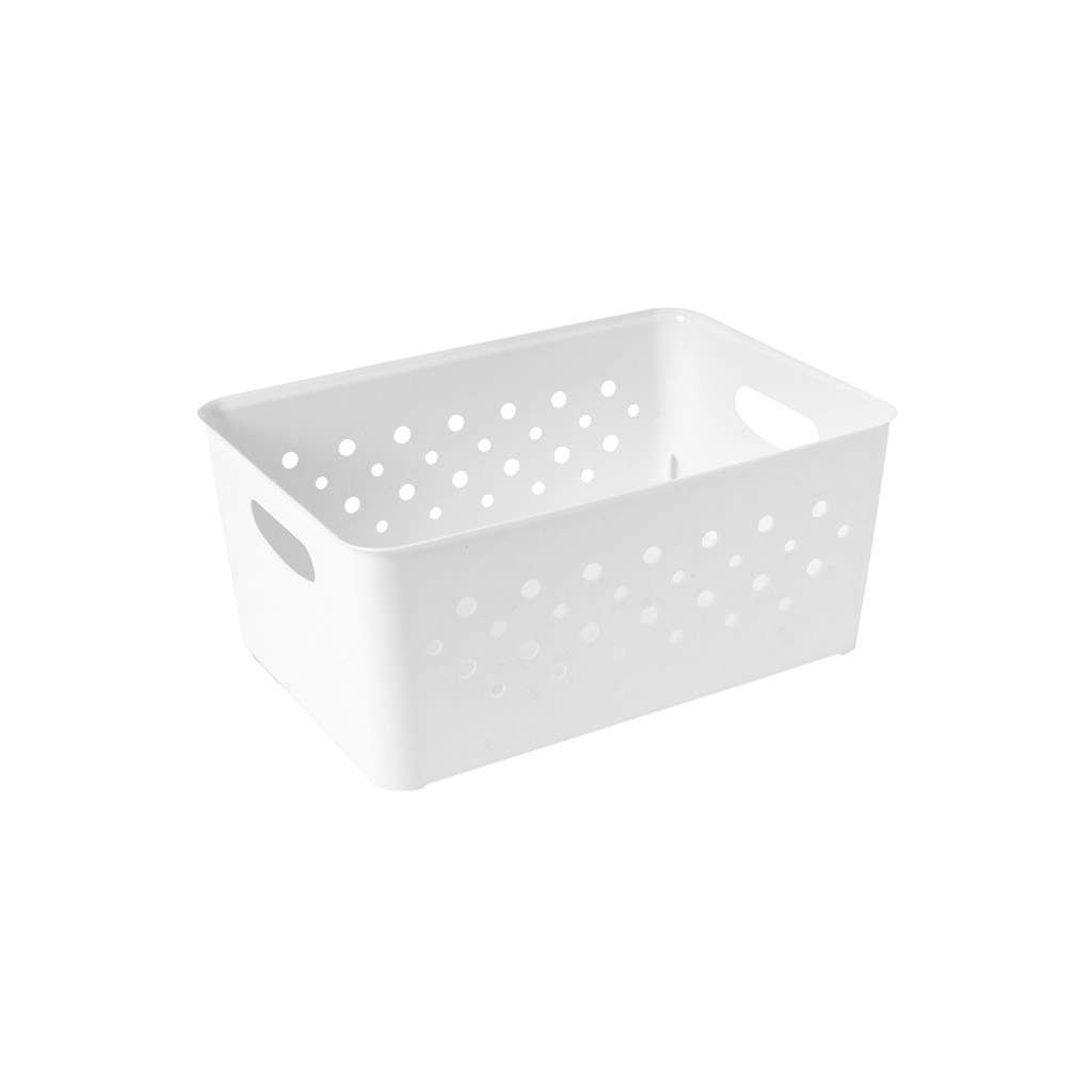 Great plastic Cesto Rectangular Circulos Blanco 5.2L Último día