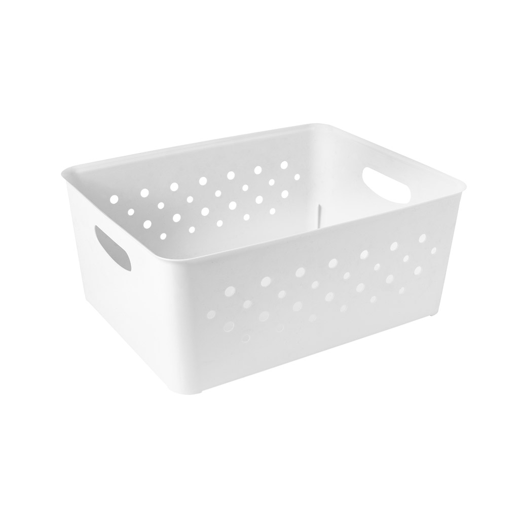 Great plastic Cesto Rectangular Circulos Blanco 10L Precio de fábrica