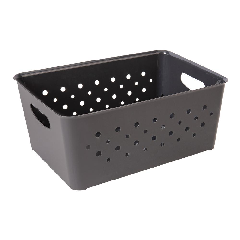 Great plastic Cesto Rectangular Circulos Grafito 14L Envío internacional gratuito