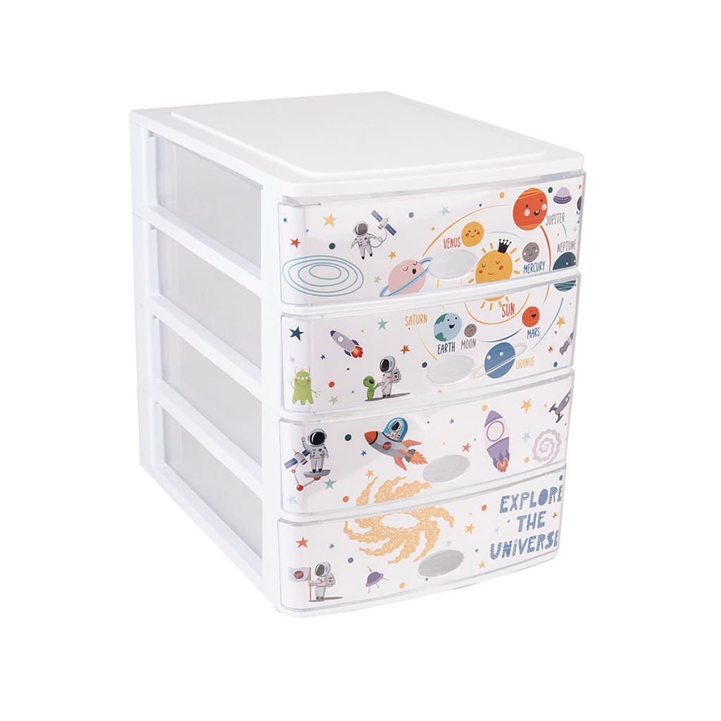 Great plastic L/4 Cajones Stylo Blanco Y Frontal Cristal Dec. Planetas Descuento por venta flash