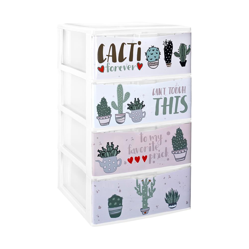 Great plastic L/4 Cajones Apilables Blanco Iris IML Cactus Último día