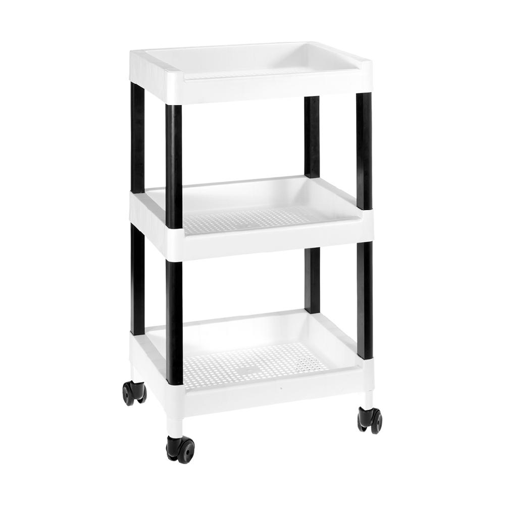 Great plastic Carrito Multifunción 3 Cestas con Ruedas Blanco Venta caliente