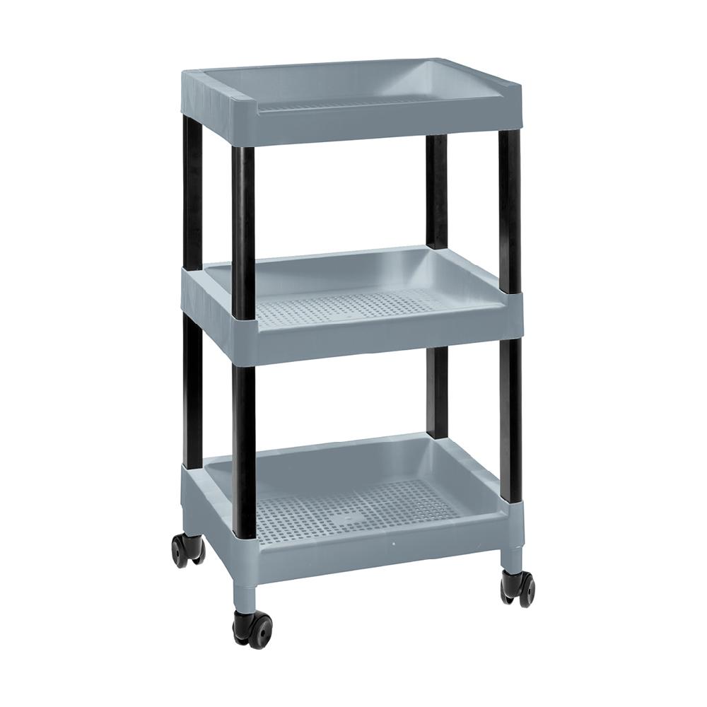 Great plastic Carrito Multifunción 3 Cestas con Ruedas Plata En oferta