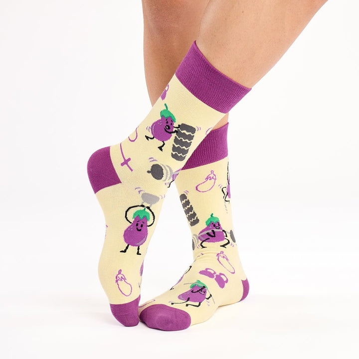 kylie crazy Calcetines divertidos de algodón "sin costuras" BERENJENA Ofertas especiales