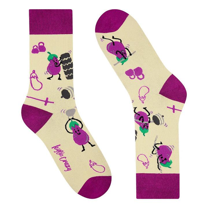 kylie crazy Calcetines divertidos de algodón "sin costuras" BERENJENA Ofertas especiales