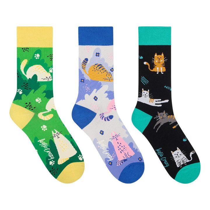 kylie crazy Original pack regalo con 3 pares diferentes de calcetines + cajita regalo GATOS Rebajas online