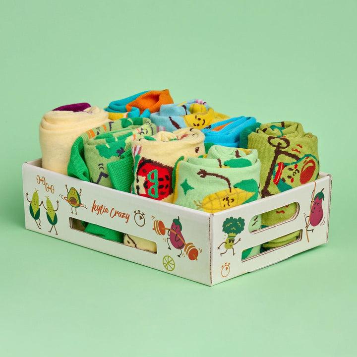 kylie crazy Original pack regalo 8 pares calcetines + CAJA FRUTAS Y VERDURAS