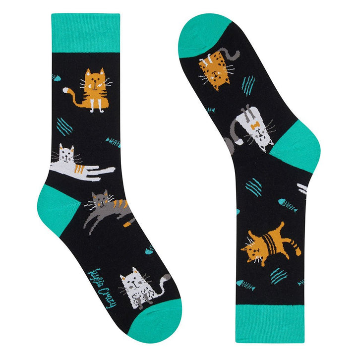 kylie crazy Calcetines divertidos de algodón GATO ESMERALDA Última moda