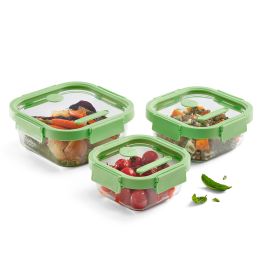 lékué Set 3 recipientes herméticos 100% de vidrio cuadrados Venta caliente