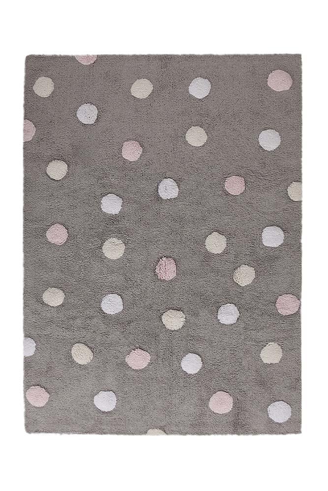 lorena canals ALFOMBRA LAVABLE TRICOLOR LUNARES GRIS-ROSA