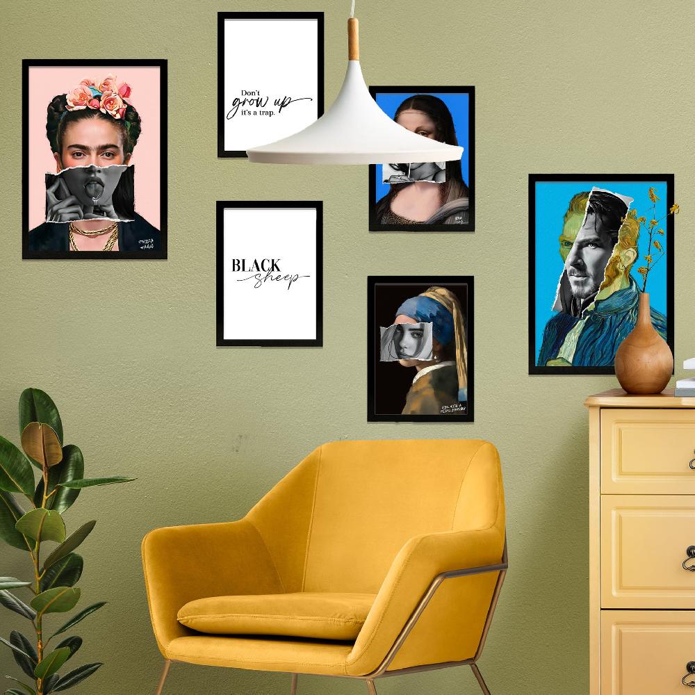 ﻿nacnic Iconic Frida Van Gohg Collage Pop Art