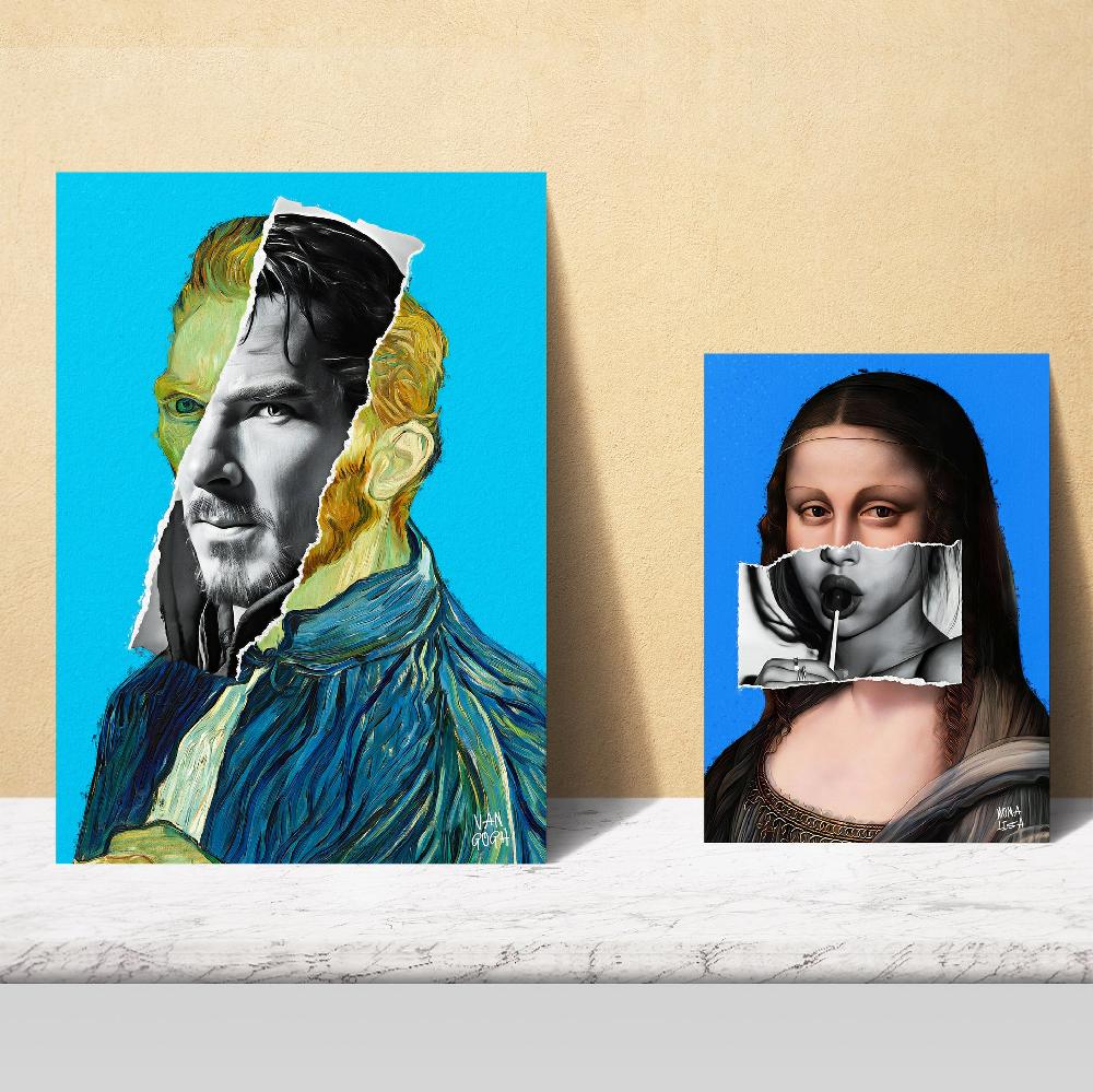 ﻿nacnic Iconic Frida Van Gohg Collage Pop Art Libre de impuestos