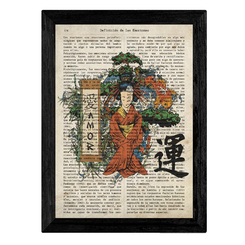 nacnic Pack de Cuatro Láminas Vintage Japonesas con Definiciones Venta caliente