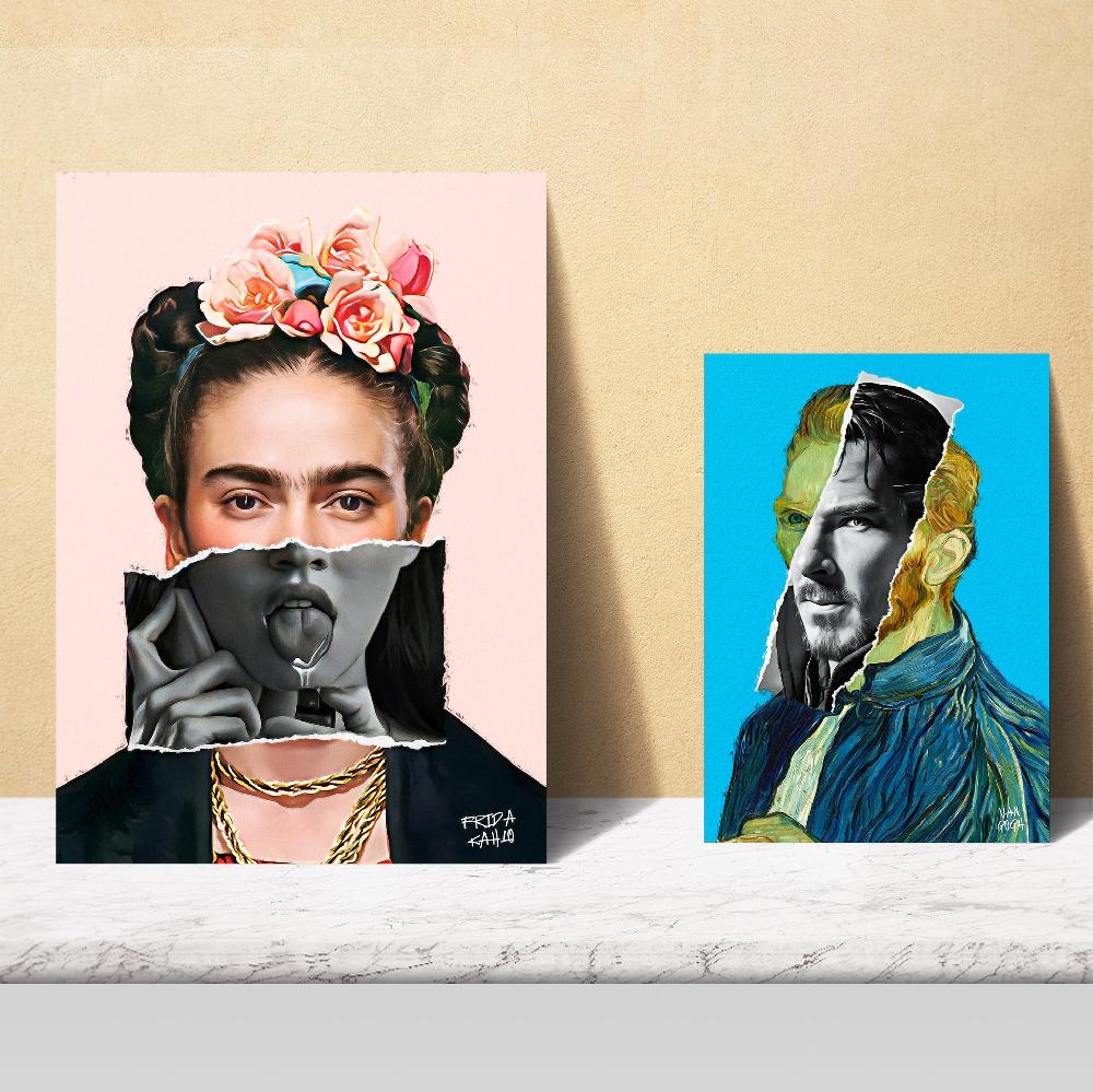 nacnic Lámina Pop Art de Frida Van Gogh y Mona Lisa Oferta exclusiva